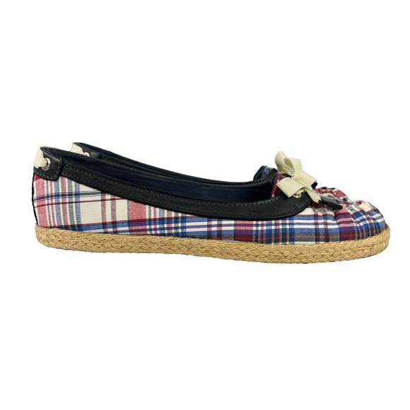 Sperry Plaid Bow Slip On Espadrilles Womens Size 8.5 - Picture 1 of 11